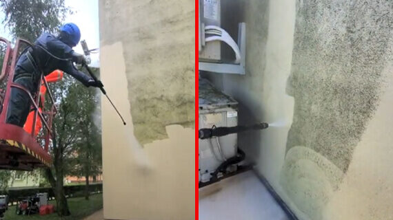 mycie pod ciśnieniem ściany elewacji