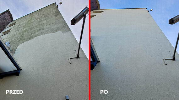 mycie elewacjo przed i po
