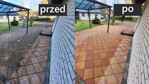 czyszczenie-kostki-brukowej efekty czyszczenia kostki brukowej