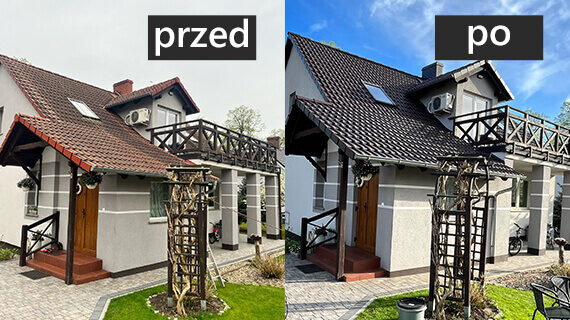 malowanie dachu przed i po