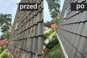 czyszczenie-rynien-dachow-przed-po-efekty czyszczenie rynien i dachu efekty przed i po