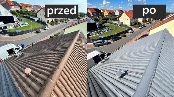 dach przed i po malowaniu