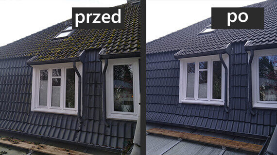 czyszczenie dachówki z mchu efekty