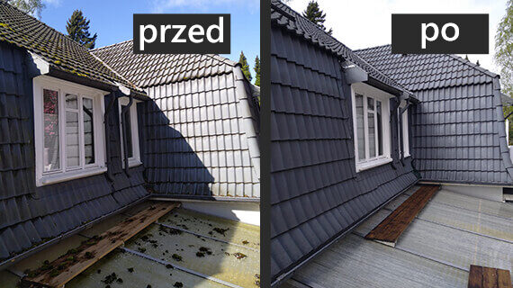 dach przed i po czyszczeniu efekty