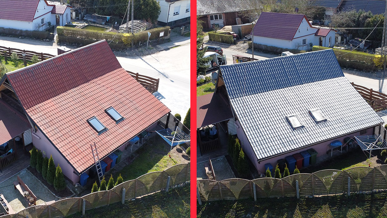 Czyszczenie i malowanie dachu z blachy w Osiecznica