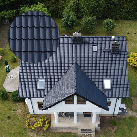 Malowanie dachu na kolor Blauschwarz farby dachowe
