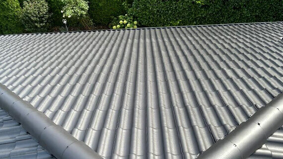 Dach po czyszczeniu i dwukrotnym malowaniu - realizacja w Magdeburgu Mycie i malowanie dachu w Magdeburgu