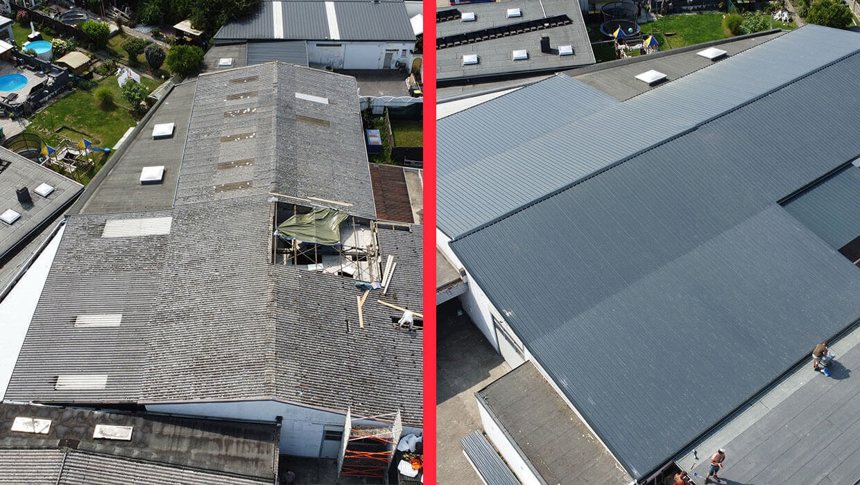 Wymiana dachu z płyty warstwowej PIR
