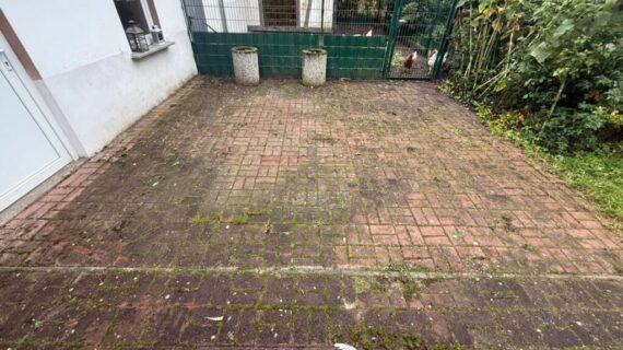 Przed czyszczeniem kostki brukowej - Nennhausen Czyszczenie kostki brukowej w Nennhausen - przed i po
