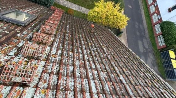 Czyszczenie dachu w Möser - przed Czyszczenie dachu w Möser - przed i po