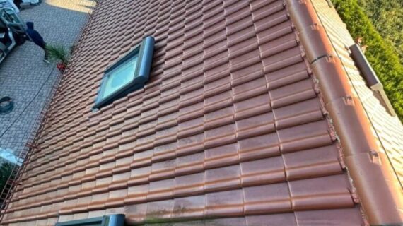 Stan przed czyszczeniem dachu w Radibor Mycie i malowanie dachu w Zwickau - efekt przed i po